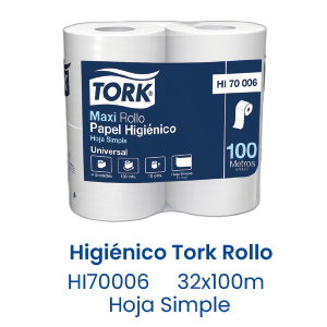 Higiénico Tork Rollo 32x100m Hoja Simple