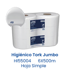 Higiénico Tork Jumbo 6X500m Hoja Simple