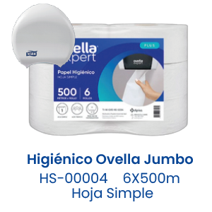 Higiénico Ovella Jumbo 6X500m Hoja Simple