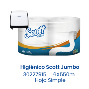 Higiénico Scott Jumbo 6X550m Hoja Simple