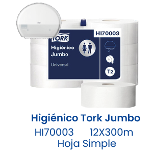 Higiénico Tork Jumbo 12X300m Hoja Simple
