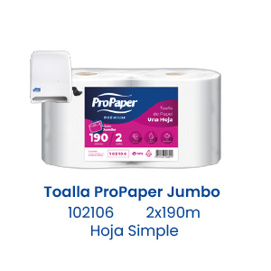 Toalla ProPaper Jumbo 2x190m Hoja Simple